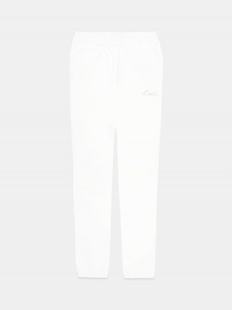 White Hamm joggers with Love embroidery