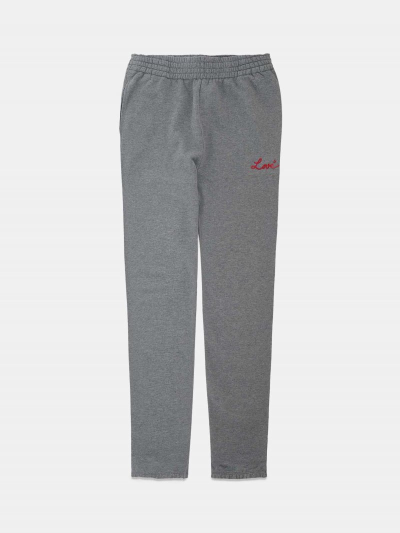 Grey Hamm joggers with Love embroidery