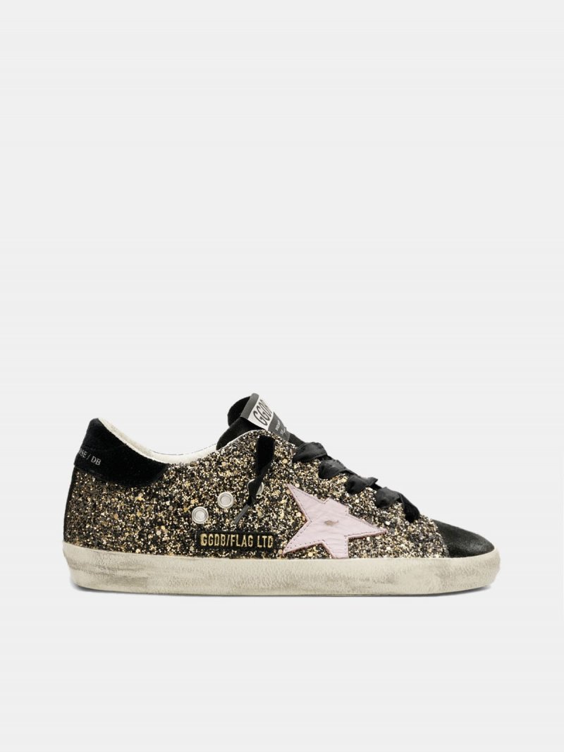 Super-Star sneakers in glitter with red leather star