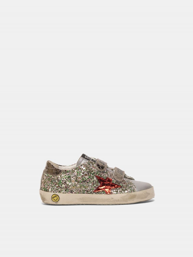 Old School sneakers with glitter and red star