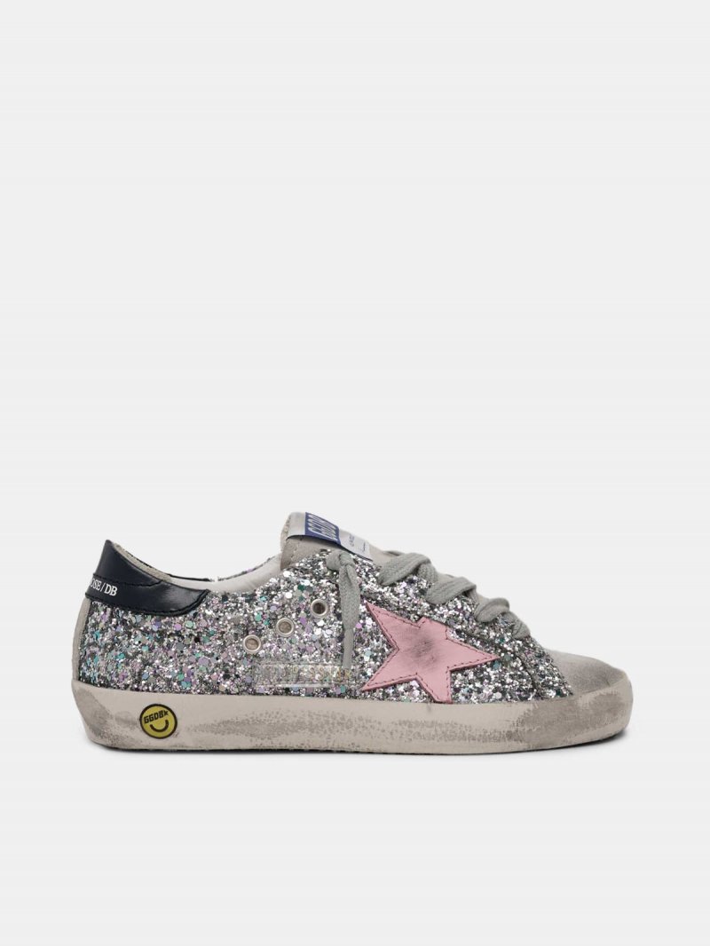 Super-Star sneakers in glitter with pink star