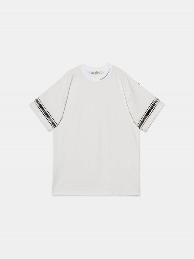 Ryo T-shirt in cotton jersey with logo and contrast stripes