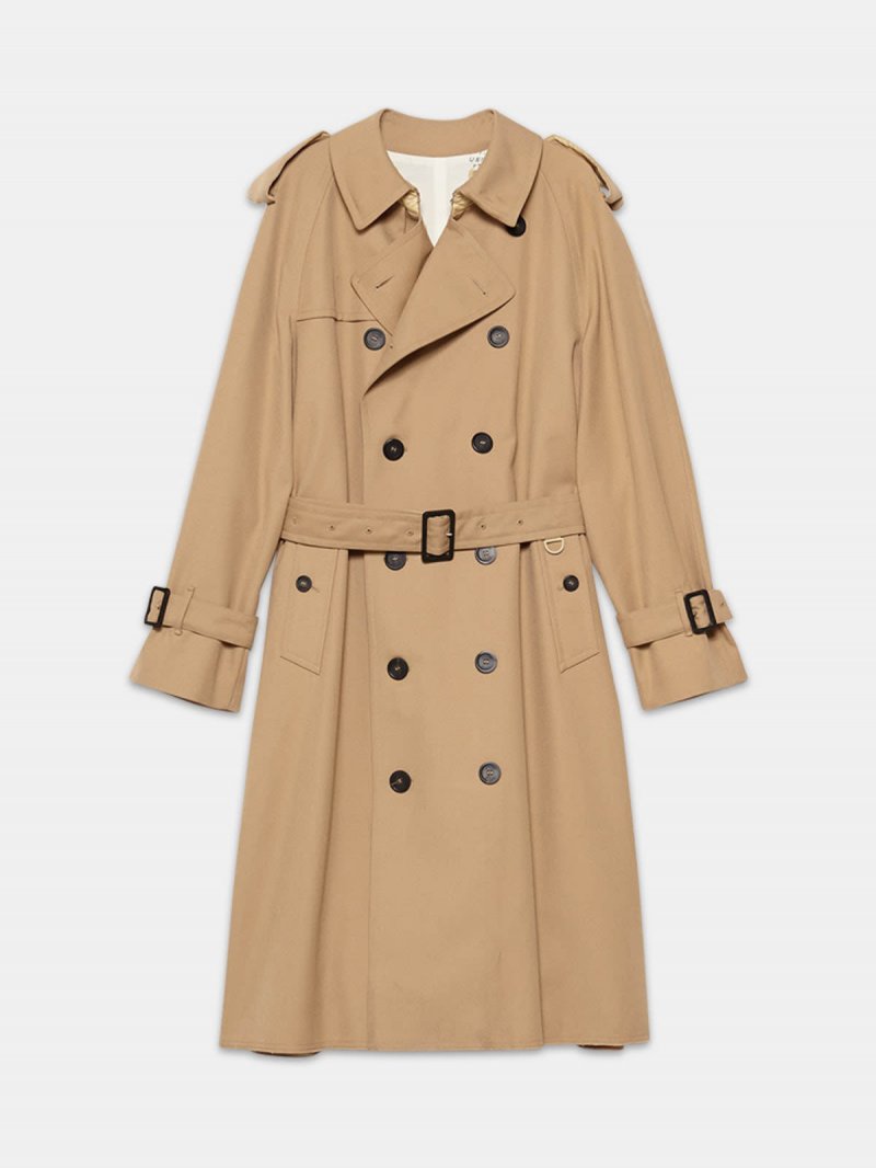 Hitoshi trench coat in wool with inserts in nylon