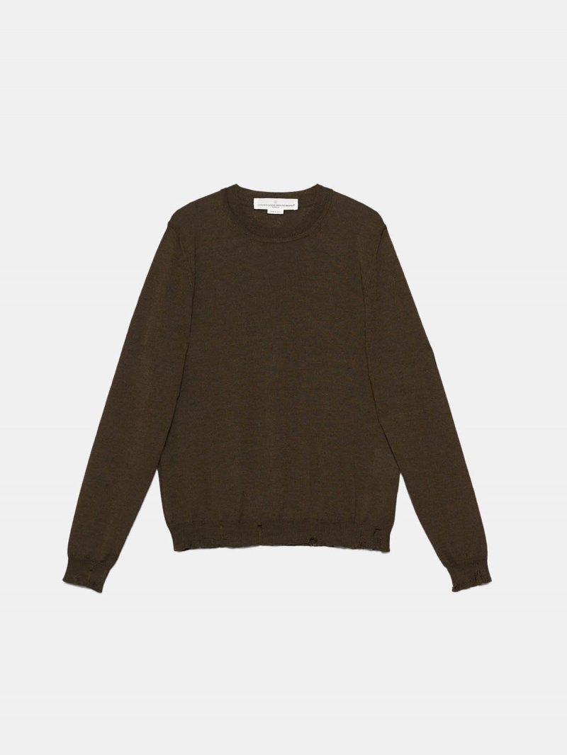 Shin round neck sweater in extrafine merino wool