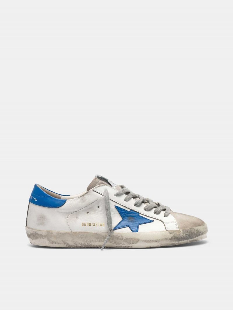 Super-Star sneakers in leather and blue star suede