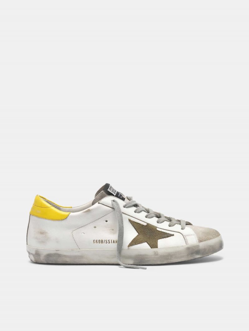Super-Star sneakers in leather with suede star and yellow heel tab
