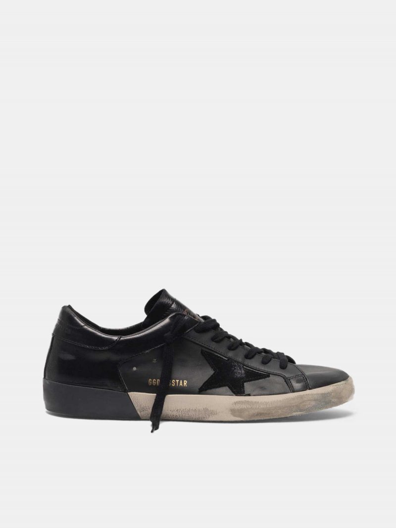 Super-Star sneakers in leather with shiny heel counter and double foxing