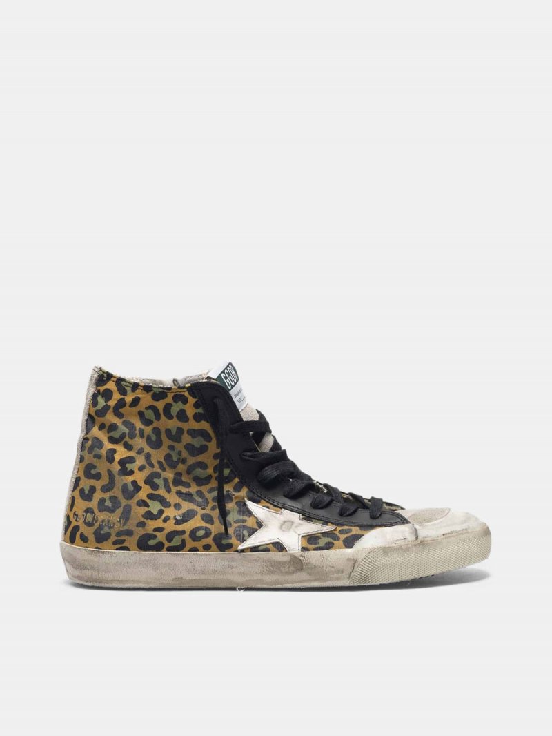 Francy sneakers in canvas with leopard pattern and leather