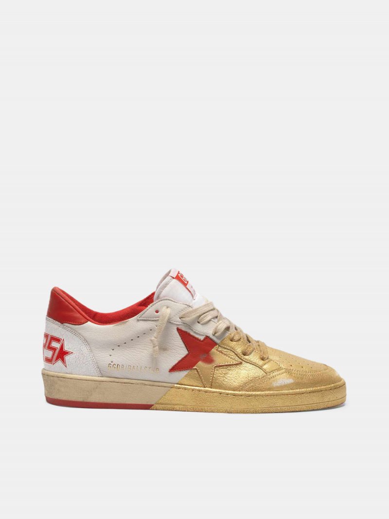 Ball Star sneakers in leather with golden varnish on the front