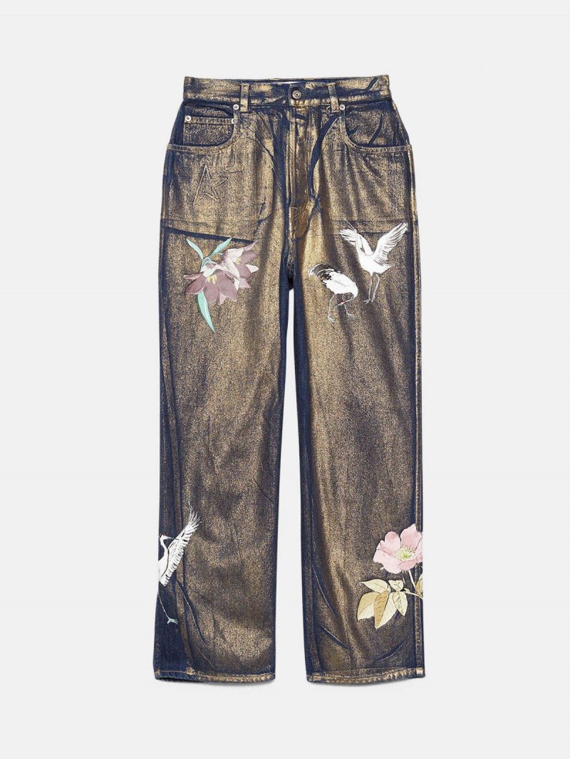 Kim jeans with laminated print and decorations