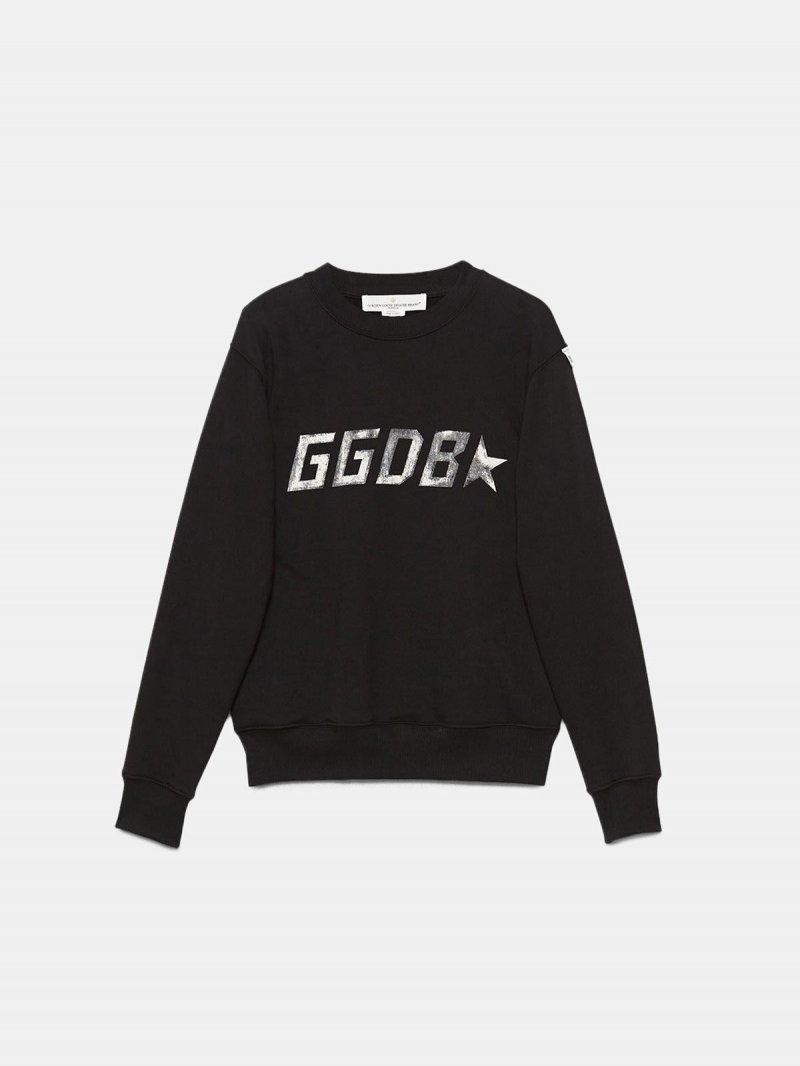 Black Aiako sweatshirt in pure cotton with logo print