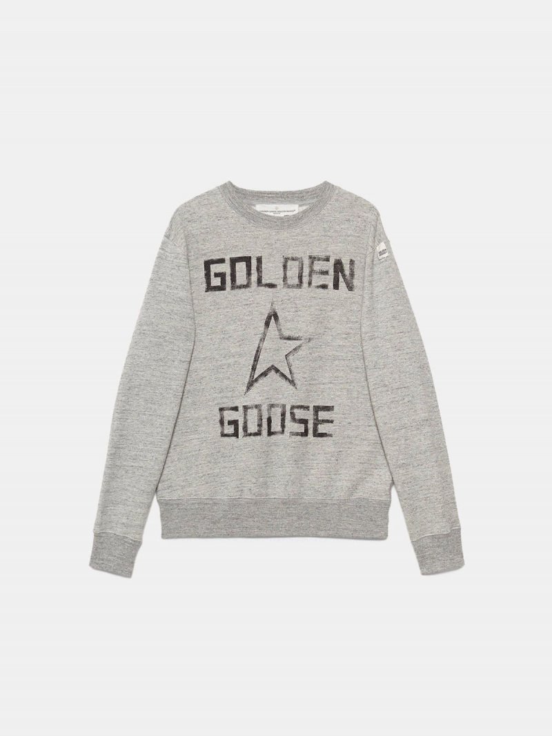 Grey Aiako sweatshirt in pure cotton with maxi logo print