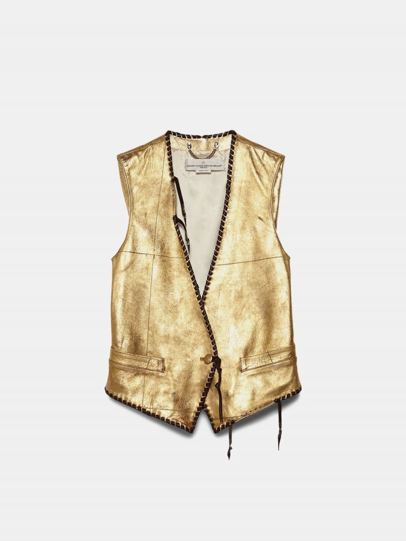 Shiori waistcoat in gold leather