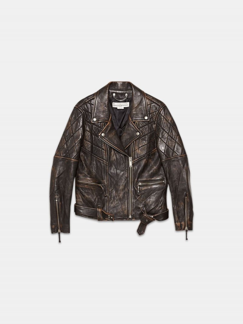 Yasu biker jacket in brown leather