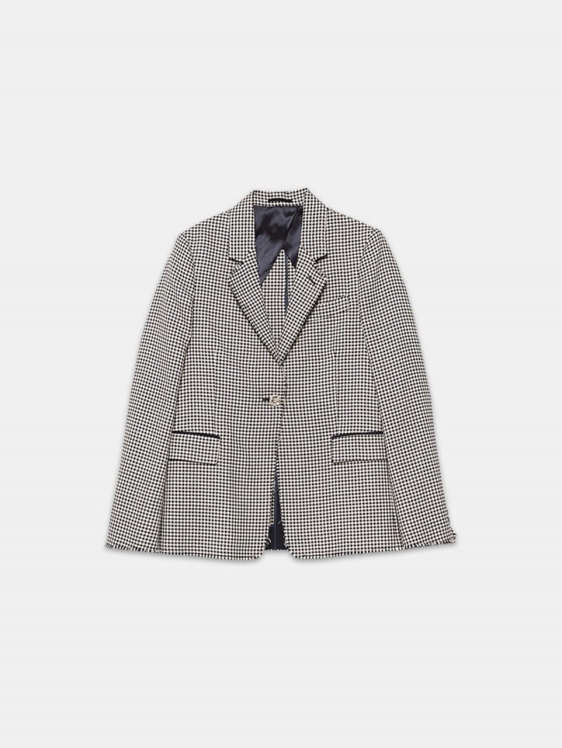 Single-breasted Golden jacket in gingham wool