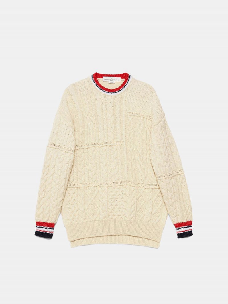 Kaori crew neck sweater with relaxed fit and contrasting feature details