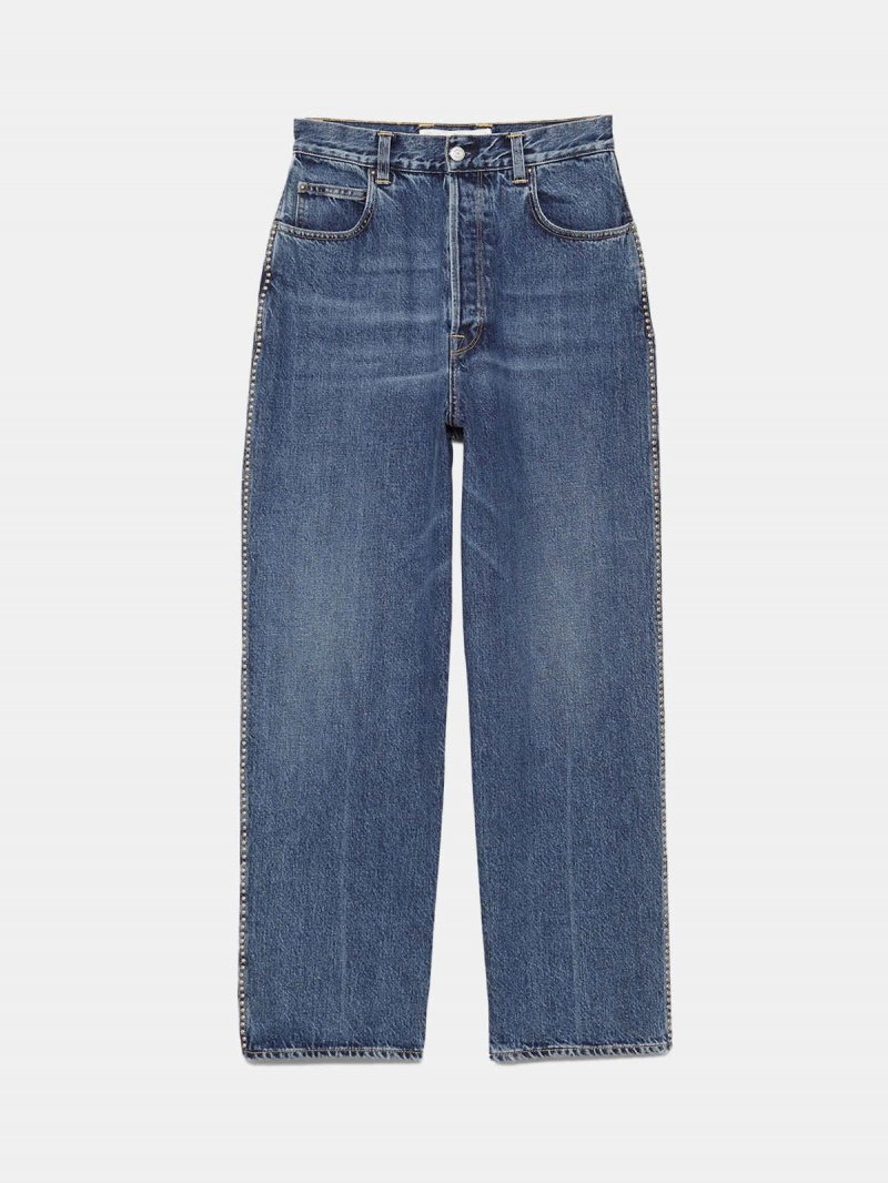 Kim loose fit jeans in denim with worn look