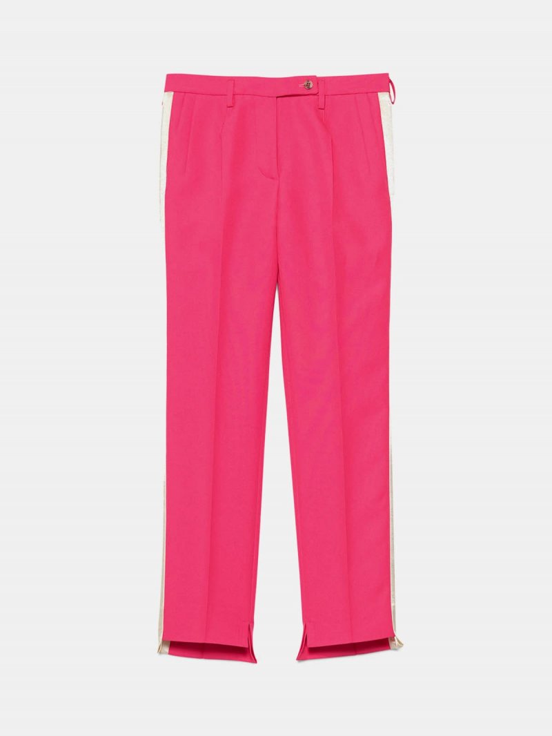 Venice trousers in a technical fabric with satin inserts