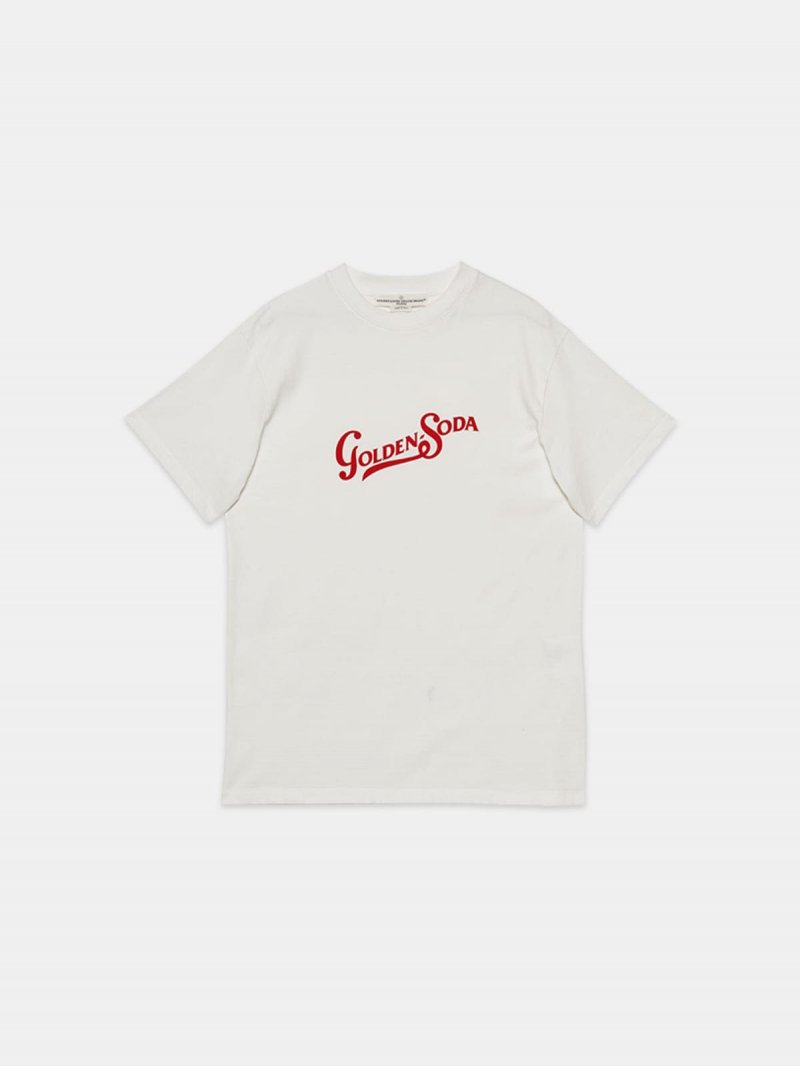 Golden T-shirt with red Soda print