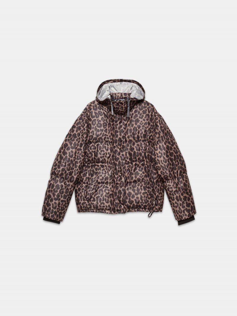 Yuri puffer jacket with leopard print