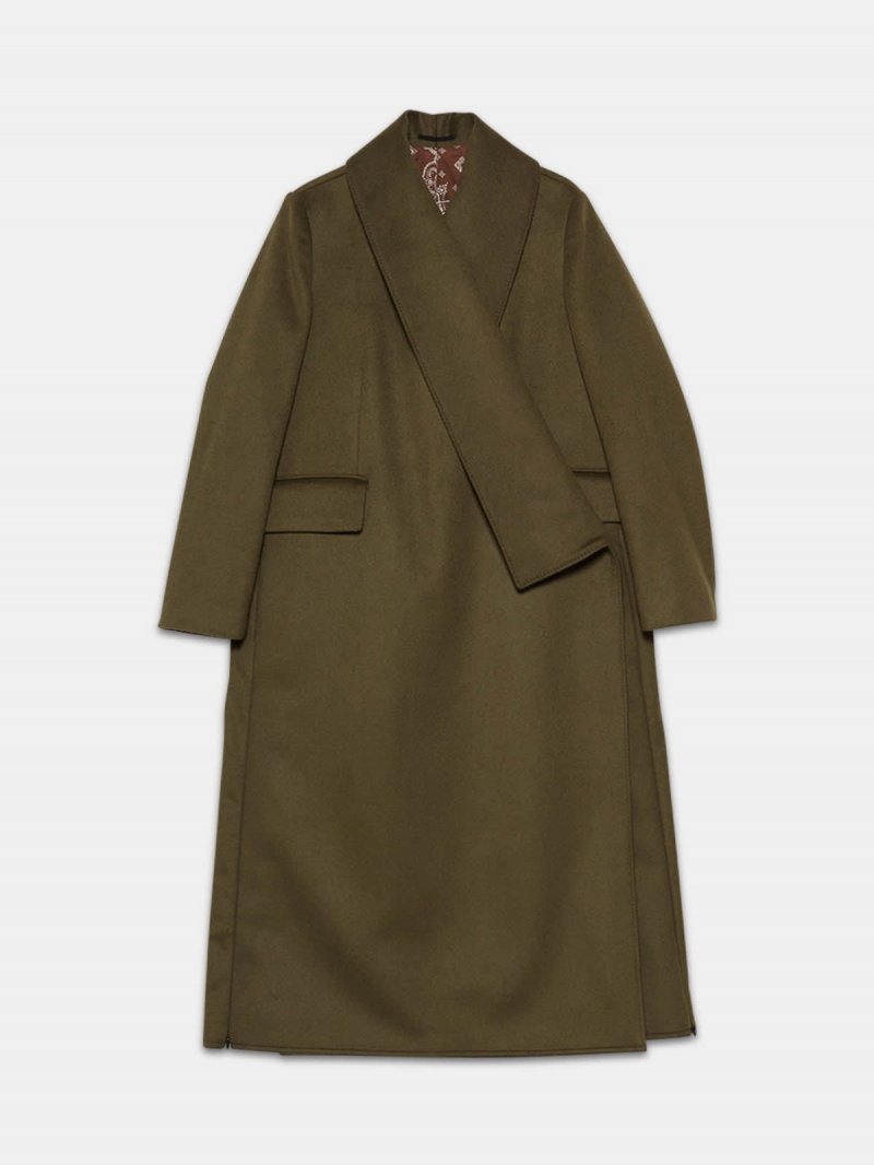 Kigiku A-line coat in a wool blend
