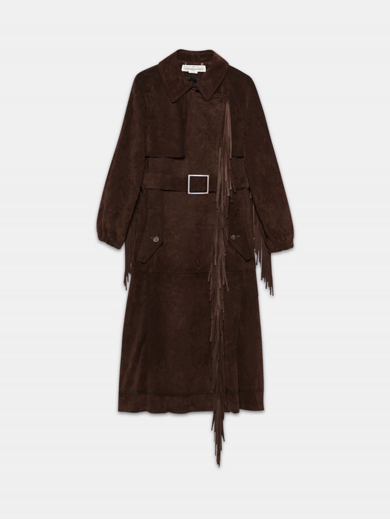 Sumire trench coat in cowhide with fringe