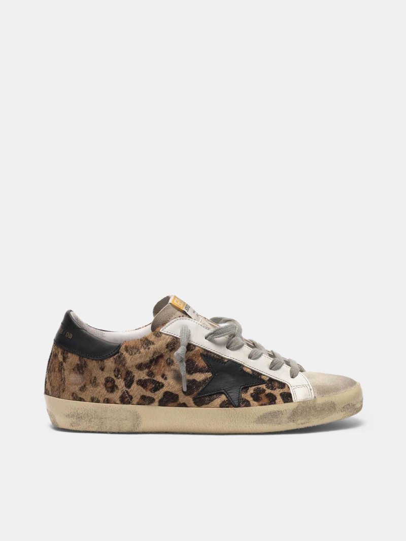 Super-Star sneakers in leopard print flocked leather