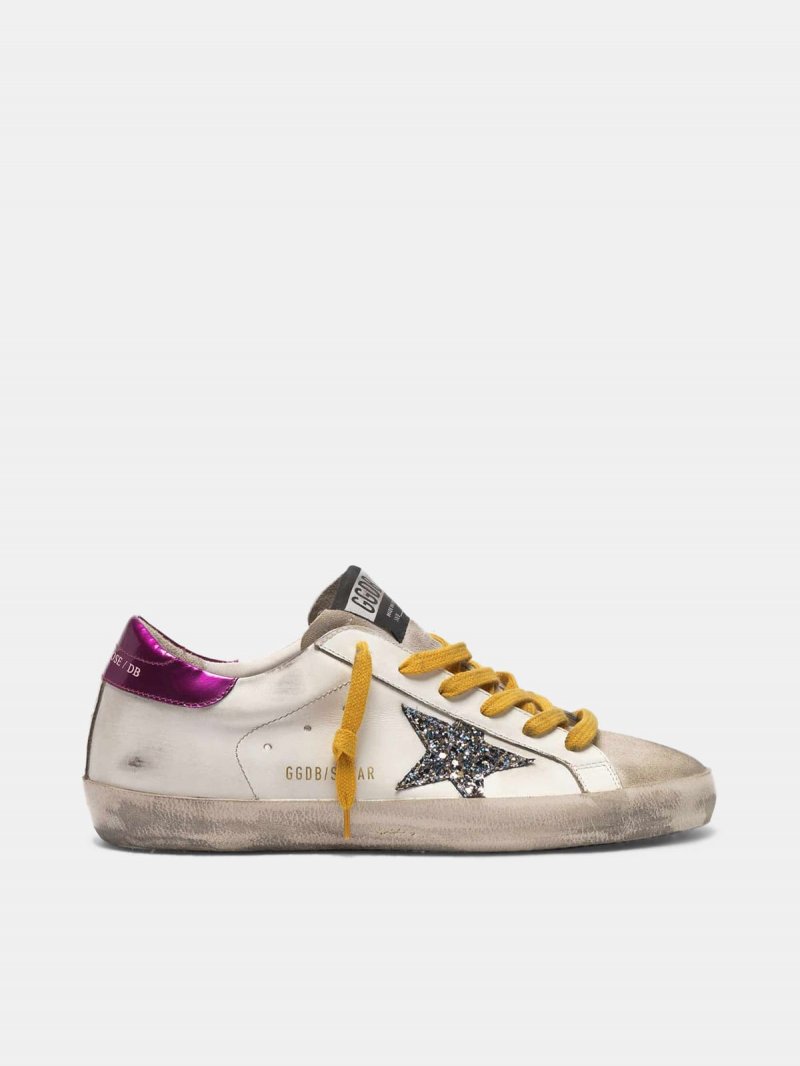 Super-Star sneakers in leather with glittery star