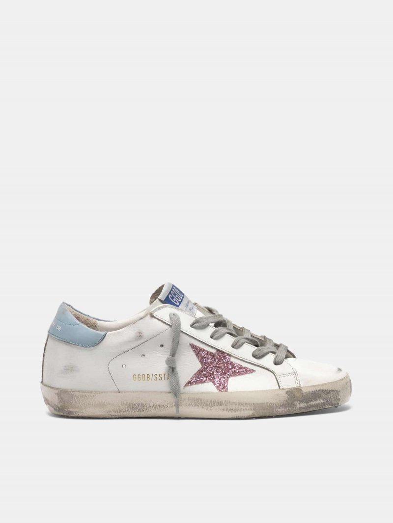 Super-Star sneakers in leather with glittery star