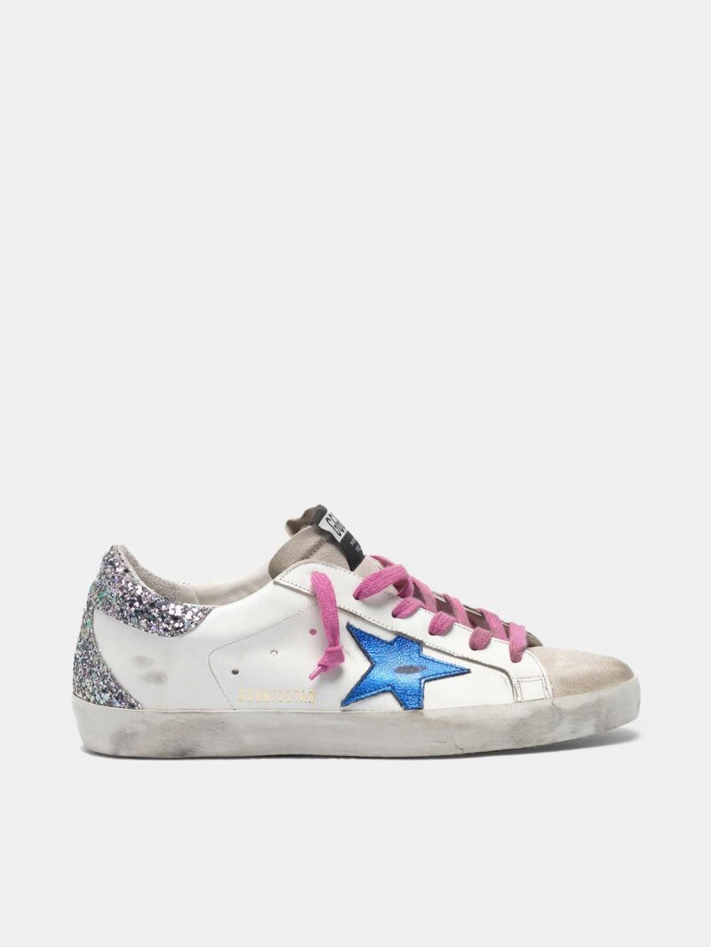 Super-Star sneakers with metallic star and glittery heel tab