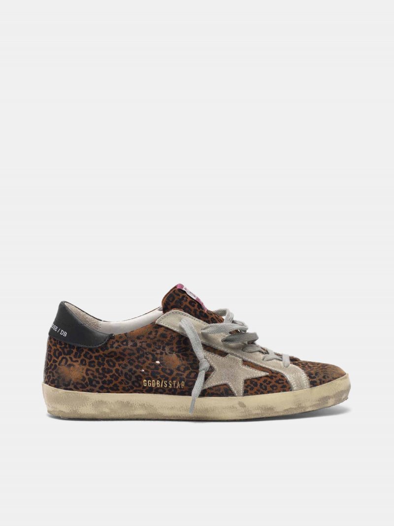 Super-Star sneakers in leopard flock-print leather