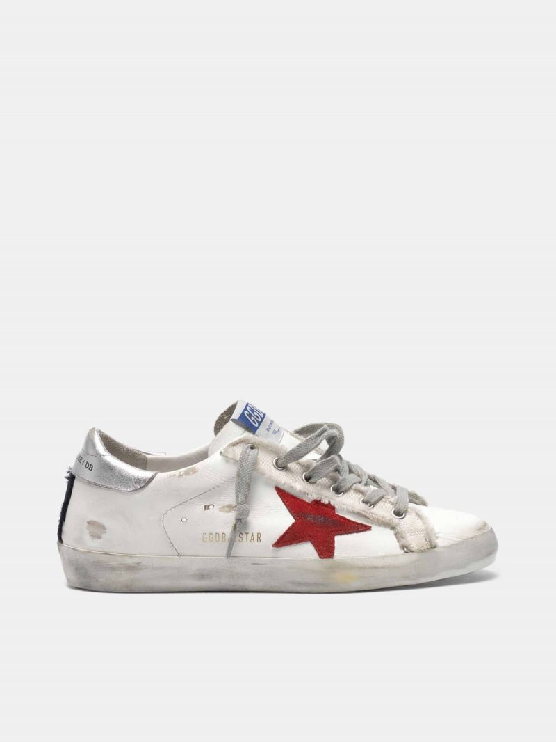 Super-Star sneakers in leather with raw-edge grosgrain inserts