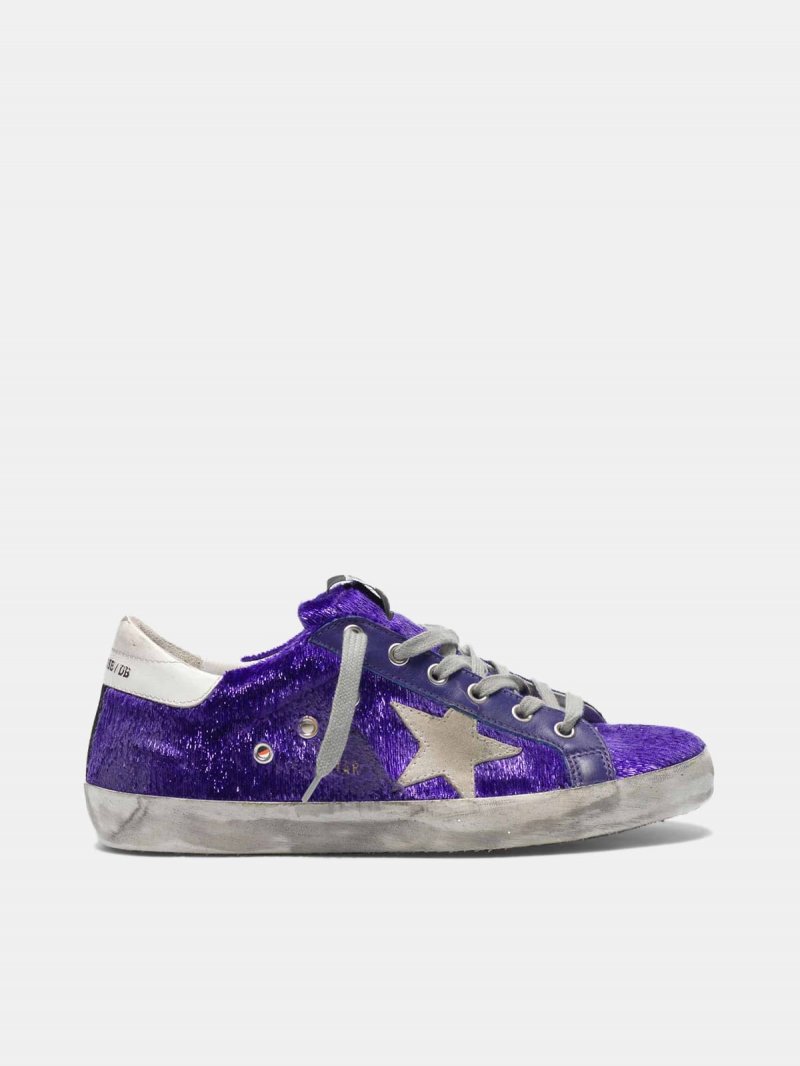 Super-Star sneakers with purple shimmer lamé threads