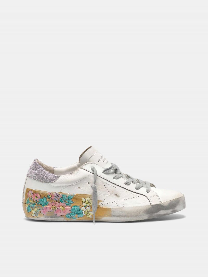 Super-Star sneakers with gold varnish and hand-painted details
