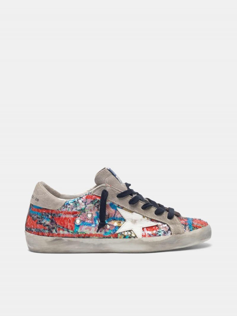 Super-Star sneakers with sequins on floral print