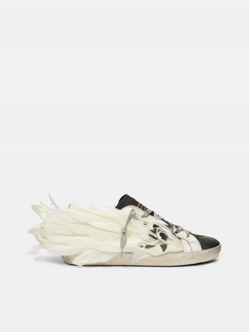 Super-Star sneakers with feathers and stencil star