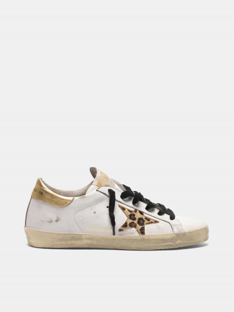 Super-Star sneakers with leopard print star and snakeskin print heel tab