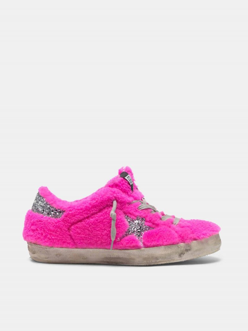 Super-Star sneakers in shearling with glitter star