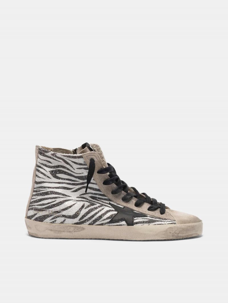 Francy sneakers with glittery zebra pattern