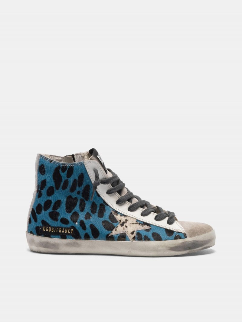 Francy sneakers in blue leopard print pony skin