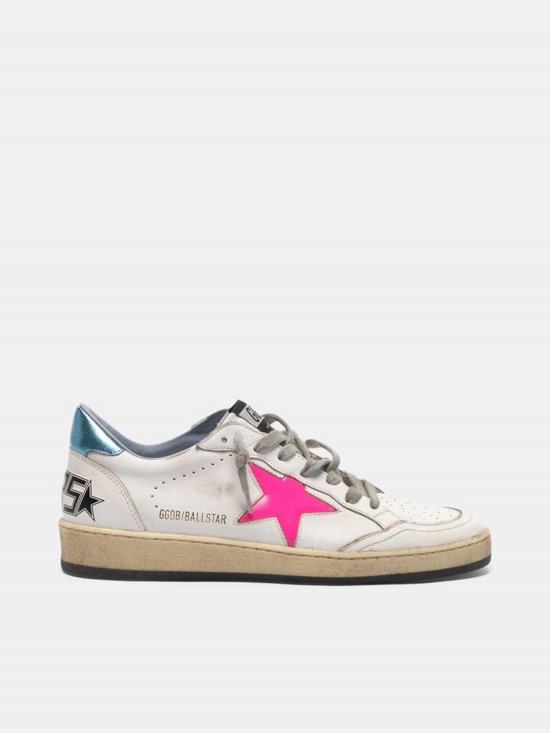 Ball Star sneakers with fuchsia star and sky blue heel tab