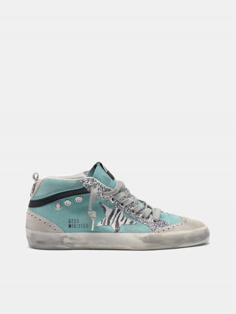 Suede Mid-Star sneakers with glitter and zebra-print star
