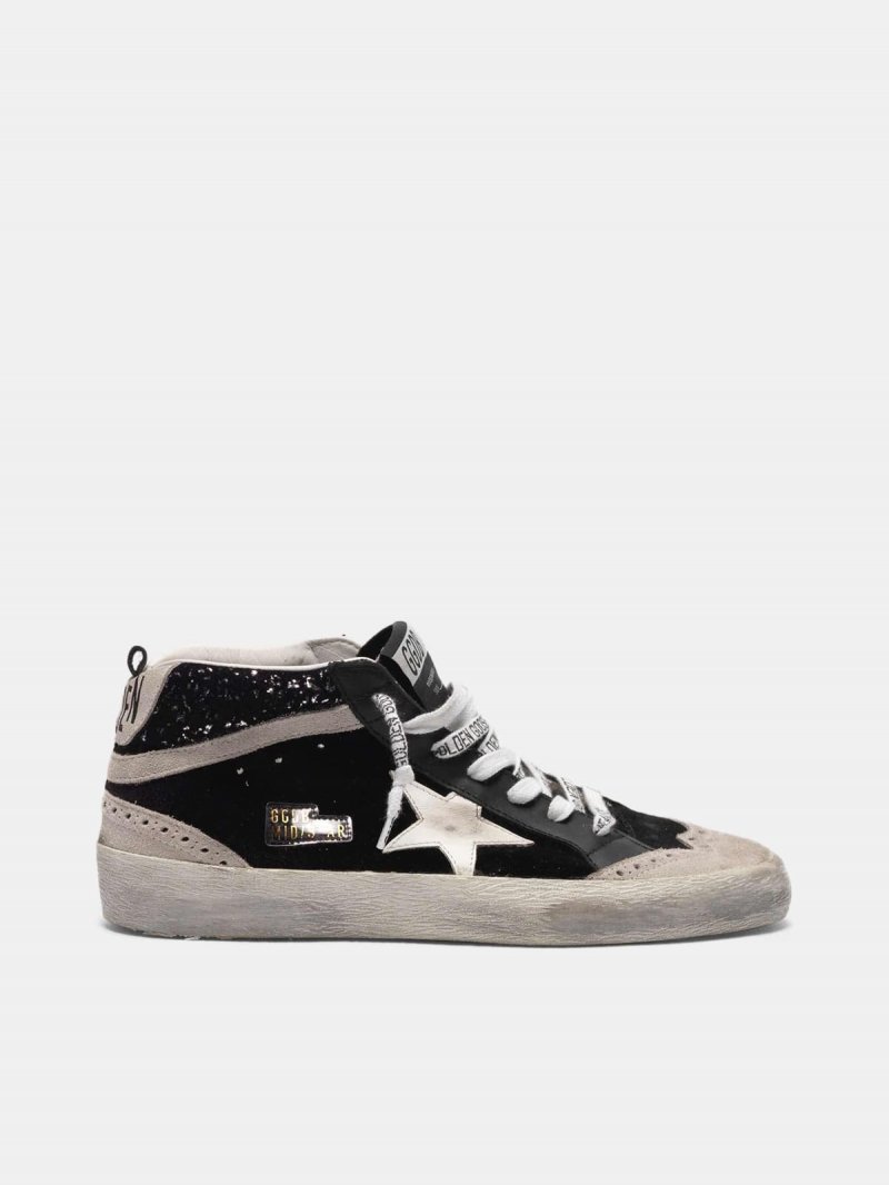 Mid Star sneakers in velvet, suede and glitter back