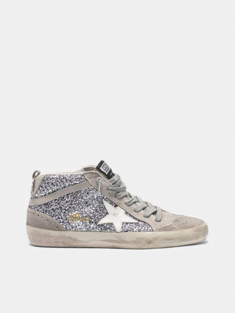 Mid Star sneakers in glitter and suede