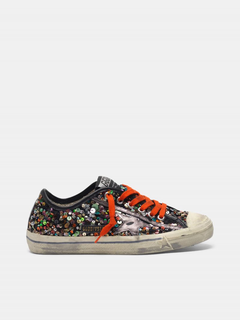 V-STAR sneakers with all-over sequins and metallic star