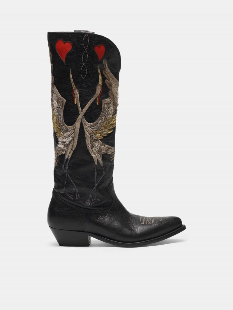 Wish Star ankle boots with love cranes decoration