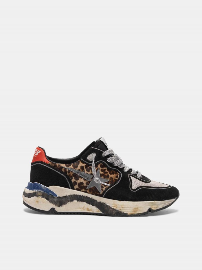 Running Sole sneakers in leopard-print pony skin and suede