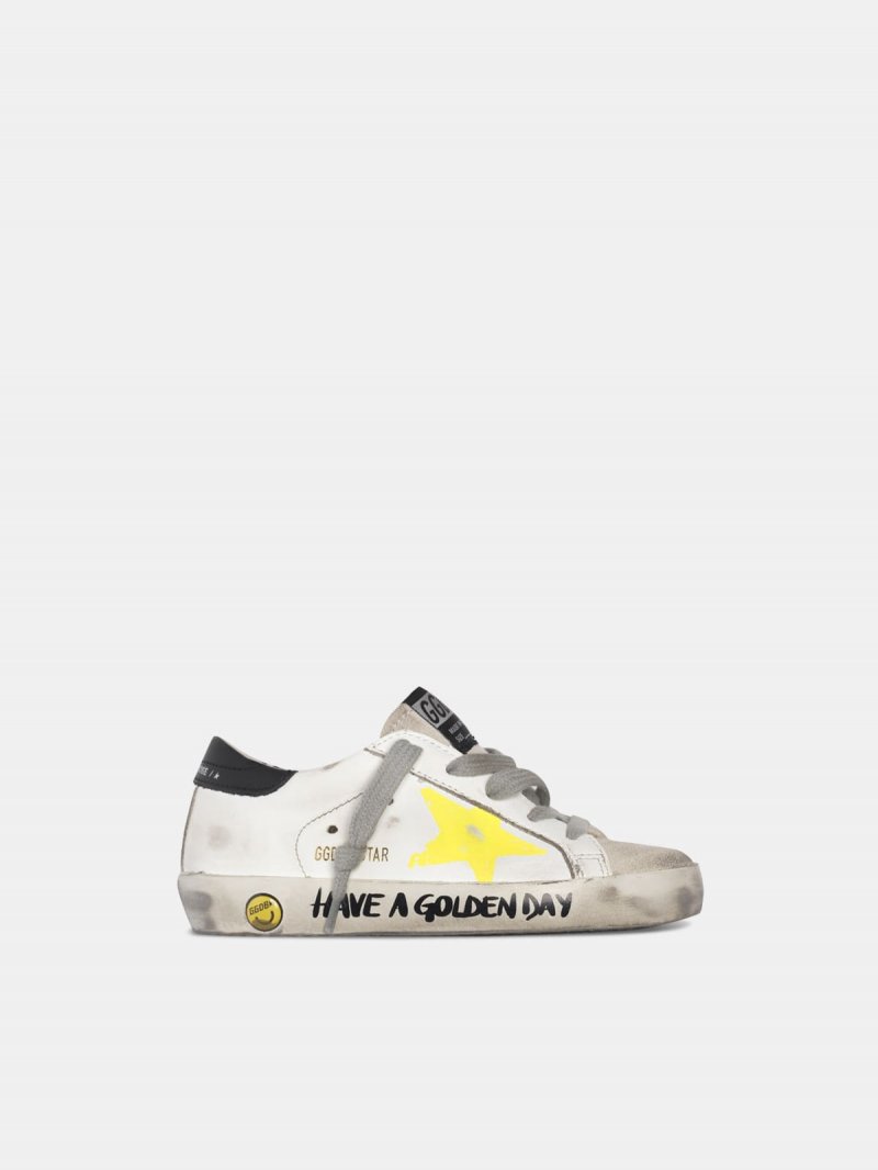 Super-Star sneakers with painted star and lettering on the foxing