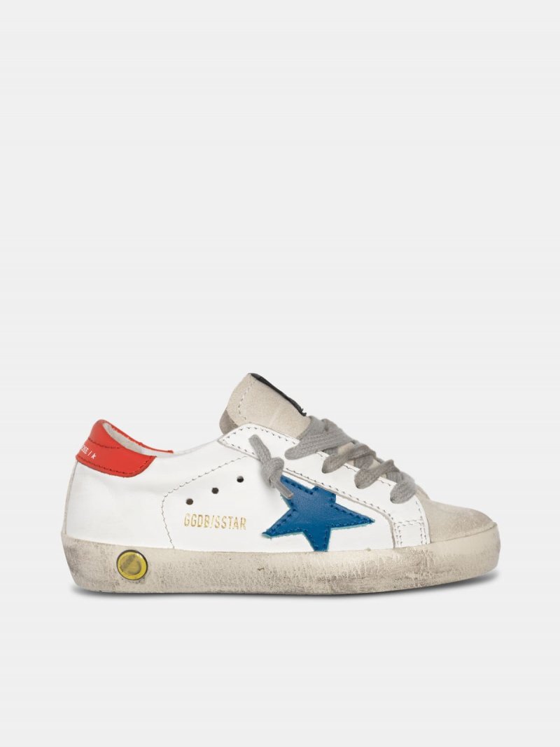Super-Star sneakers with blue star and red heel tab
