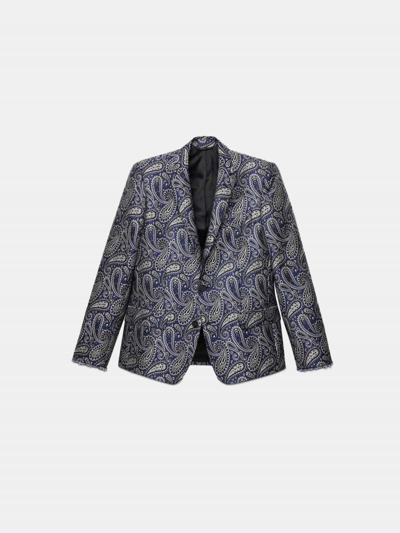 Single-breasted Milano jacket with jacquard paisley motif